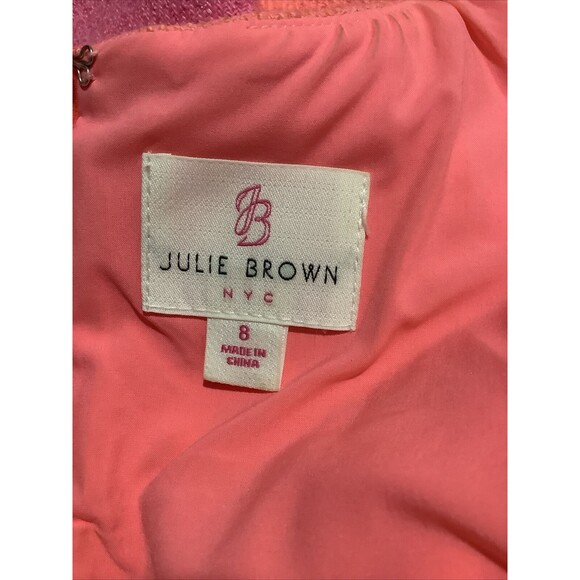 ๐ธ Julie Brown NYC Pink & Orange Colorblock Fit & Flare Dress โ Size 8 - Picture 4 of 7
